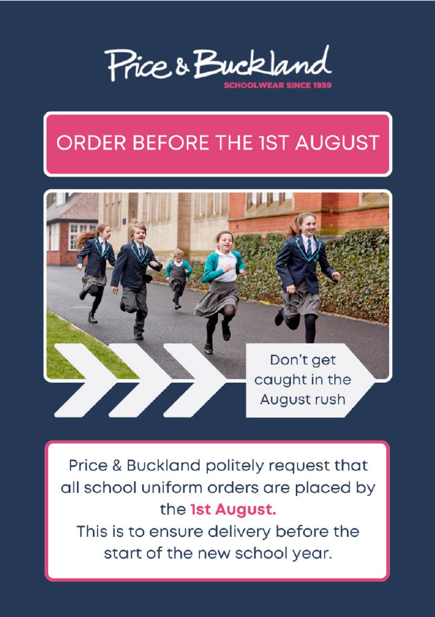 Uniform ordering deadline for September